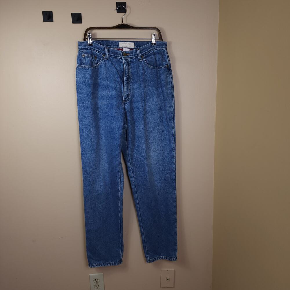 L.L. BEAN DOUBLE L Red Flannel Lined Straight Leg Jeans Size 14T